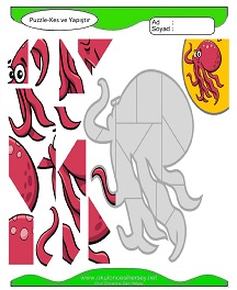 Puzzle Kes Yapıştır Çalışma Sayfaları